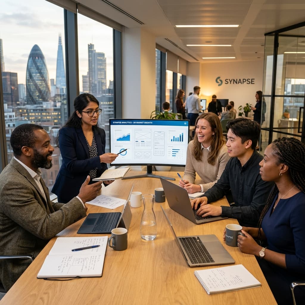 Diverse startup team collaborating